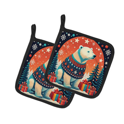 Paire de poignées de Noël ours polaire