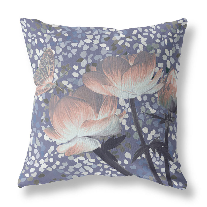 Coussin décoratif intérieur floral 16 "X 16", Pêche