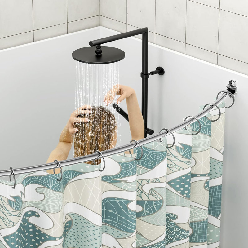 Tringle à rideau de douche courbée, réglable 40 à 72 pouces