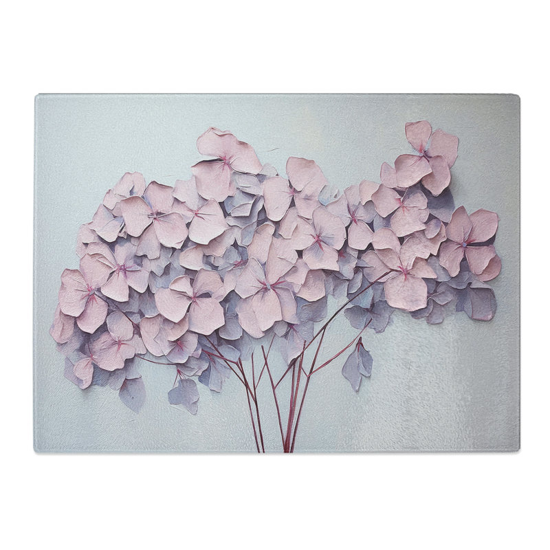 Hydrangea Minimalism  Glass Chopping Board