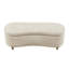 Banc de rangement spacieux à dessus rabattable en tissu texturé et fabrication en bois massif de couleur taupe à côté incurvé