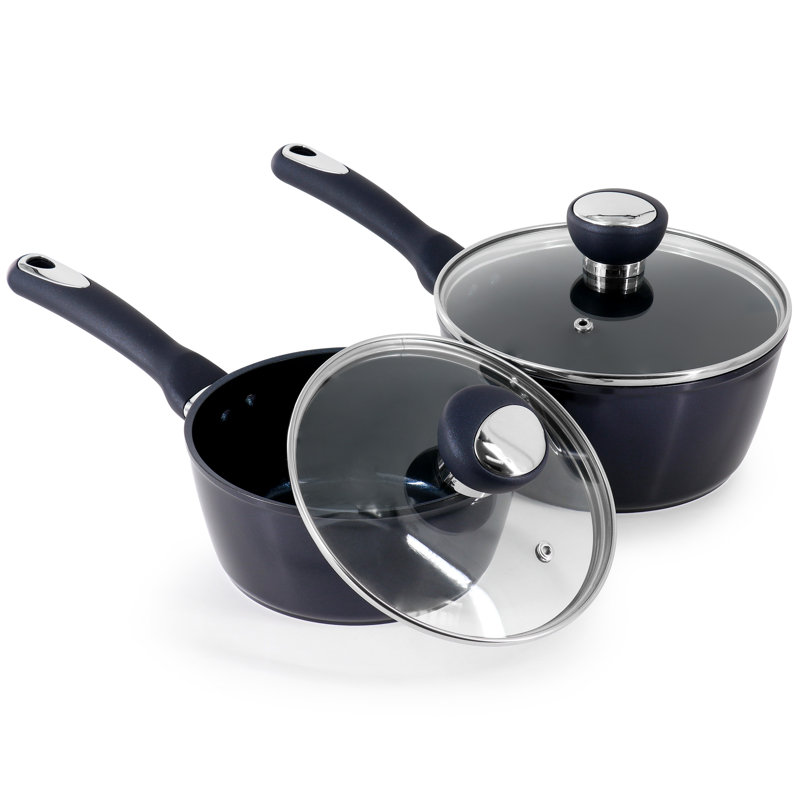 Batterie de cuisine antiadhésive en céramique bleu foncé 14 pièces Oster Hawke