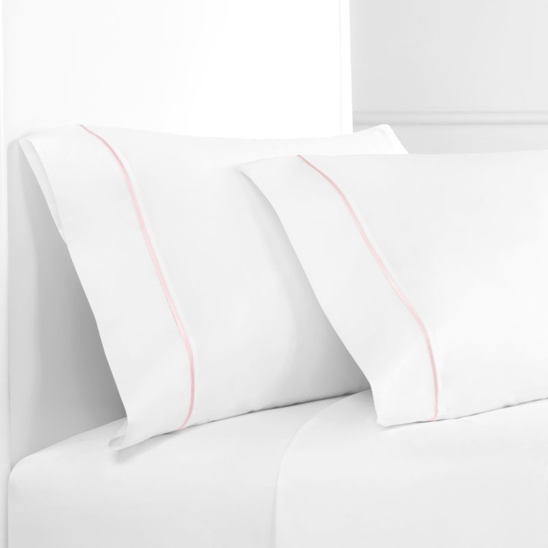 Benin 300 Thread Count 100% Cotton Percale Sheet Set, Full Sheet Set + Fitted Sheet + 2 Pillowcases, Rose