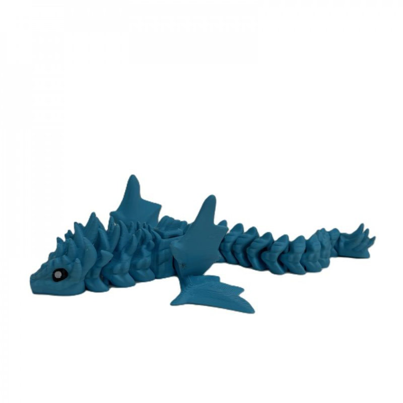 Figurine dragon 3D avec ailes pliées en 3D, Bleu