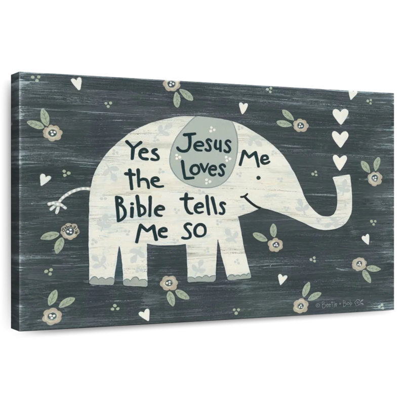 Tergel Jesus Loves Me Elephant, H 16 po x l 24 po