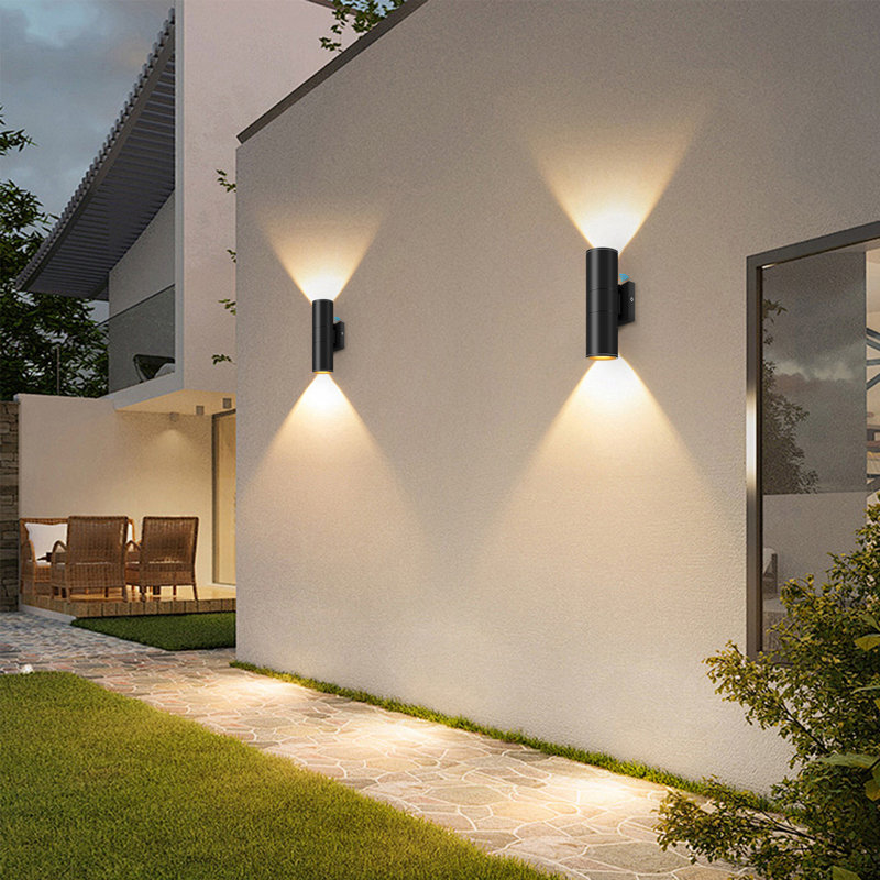 Outdoor Dusk-To-Dawn Sensor Wall Lights - IP65 Waterproof Aluminum Design, 2 Lights, Matte Black