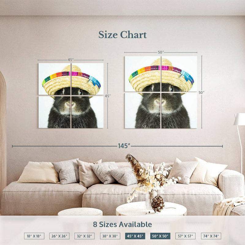 Brampt Rabbit Wearing Sombrero, 50" H x 50" W