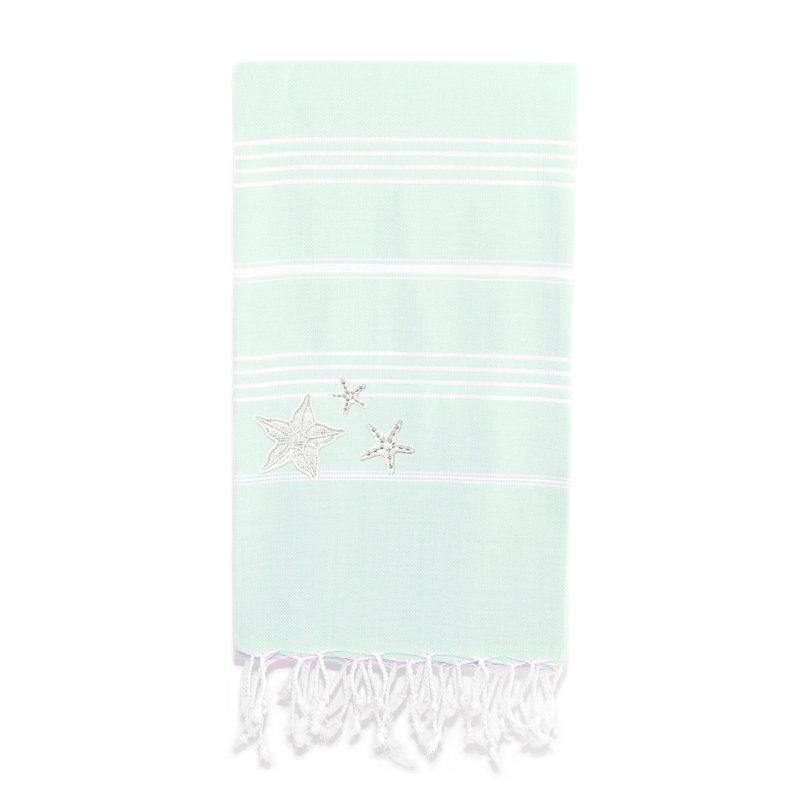 Serviette de plage 100% coton turc Lucky, Aqua pâle