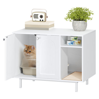 Heidelind Manufactured Wood Cat Litter Box Enclosure with Scratch Pad