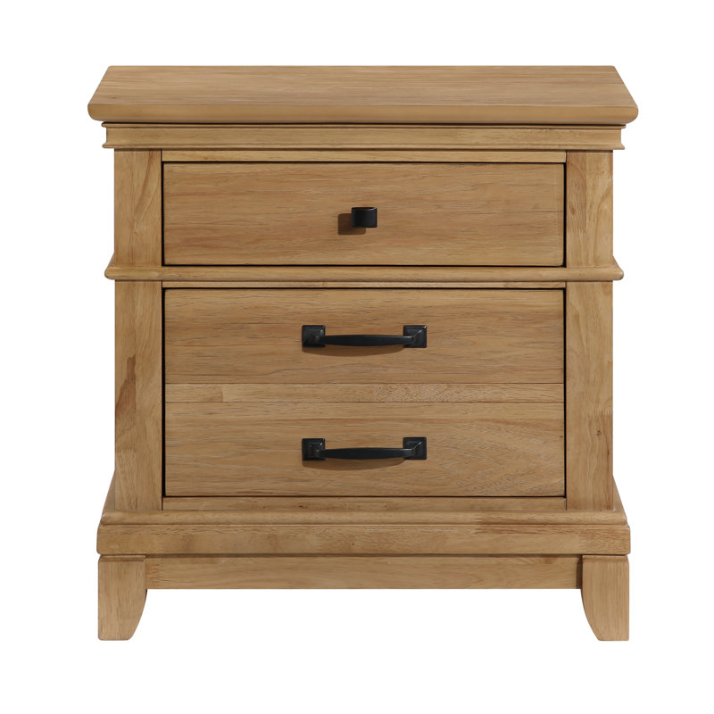 Esterel Wood 3-Drawer Nightstand, Honey Brown