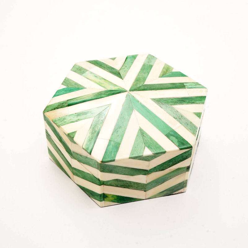 Decorative Box | Wooden Hexagon Storage Box | 6.5x6.5x3"