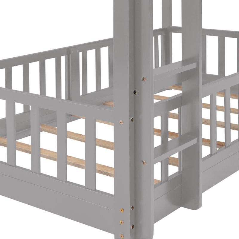 Gray Twin Over Bunk Bed With And Slide - Bedroom Upgrade In Maximize Space & Fun, Gray