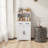Space-Saving White Microwave Kitchen Cabinet with Storage Drawer & Adjustable Shelf