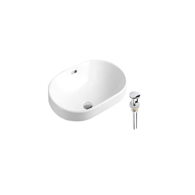 Lavabo de salle de bain vasque semi-encastré en céramique avec trop-plein