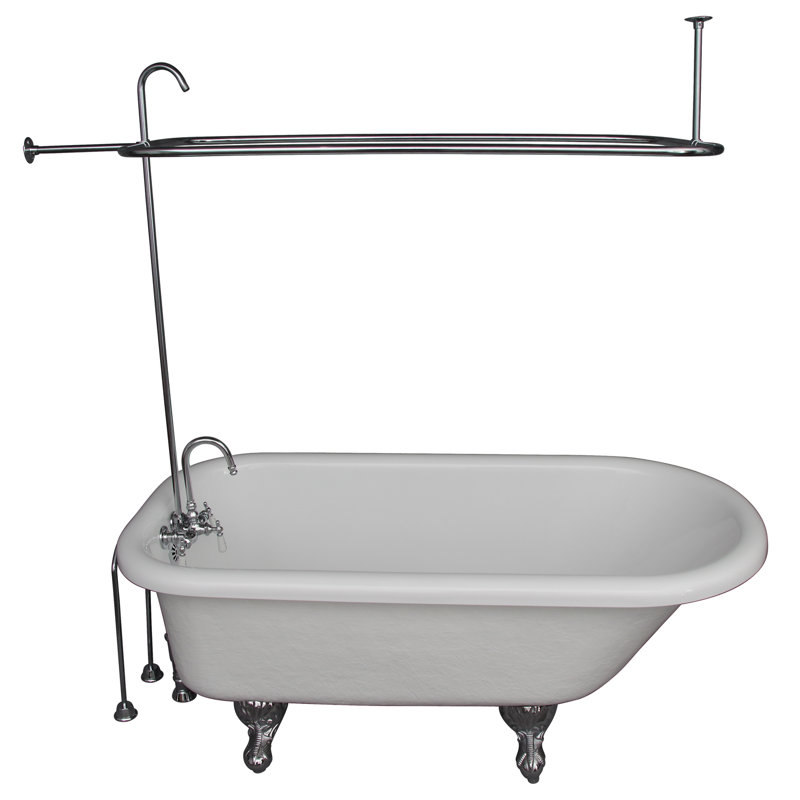 67'' x 29.5'' Soaking Acrylic Bathtub with Faucet, Chrome