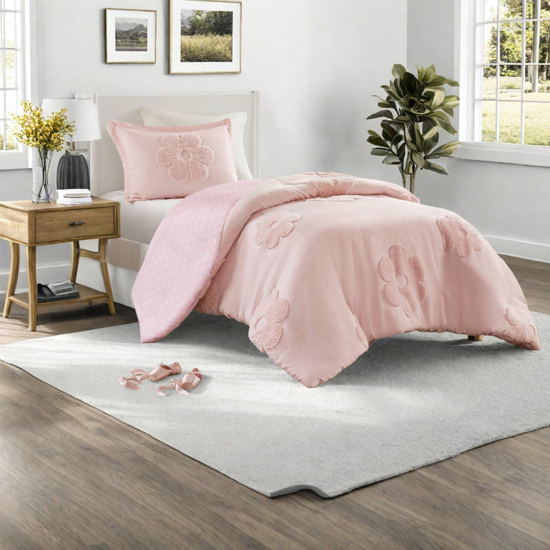 Soft Chenille Twin Bedding Sets, Reversible Floral Style For Home