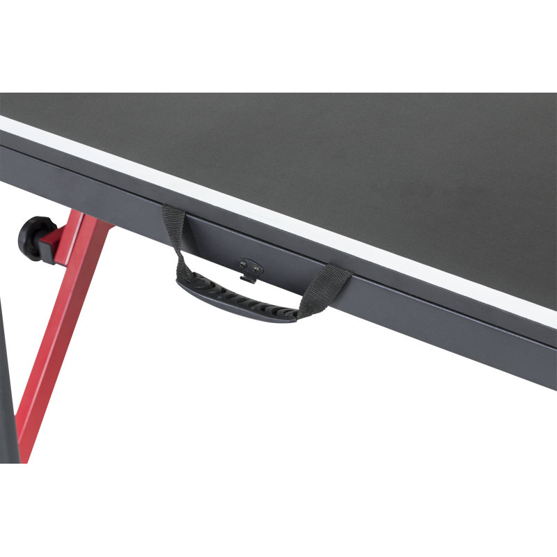 Foldable Black and Red Engineered Wood Table Tennis Table with Net