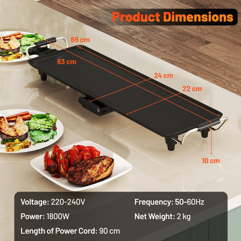 Luch 83cm W x 24cm D Portable Indoor/Outdoor Use 01 - Burner Countertop Electric Grill