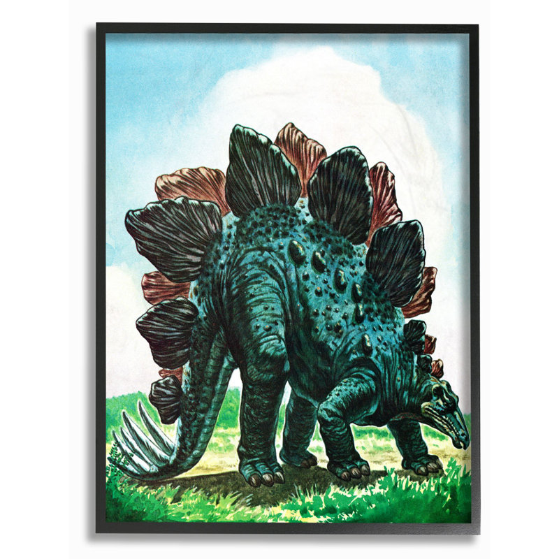 Art de champ de dinosaures Levingston, H 20 po x l 16 po, Giclée encadrée noir minuit