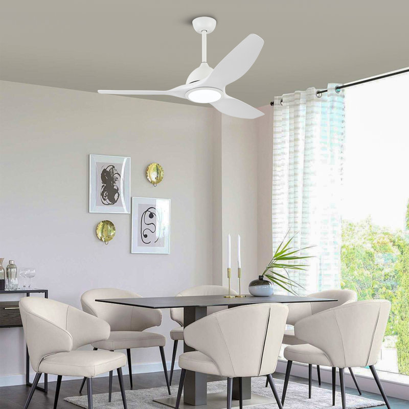 Vaczon 52" Modern Propeller Dimmable Ceiling Fan with LED Lights and Remote Control, 6 Speeds Reversible DC Motor, 3 Color Lights, Timer, 4''/10'' Downrods, for Indoor/Covered Outdoor Use