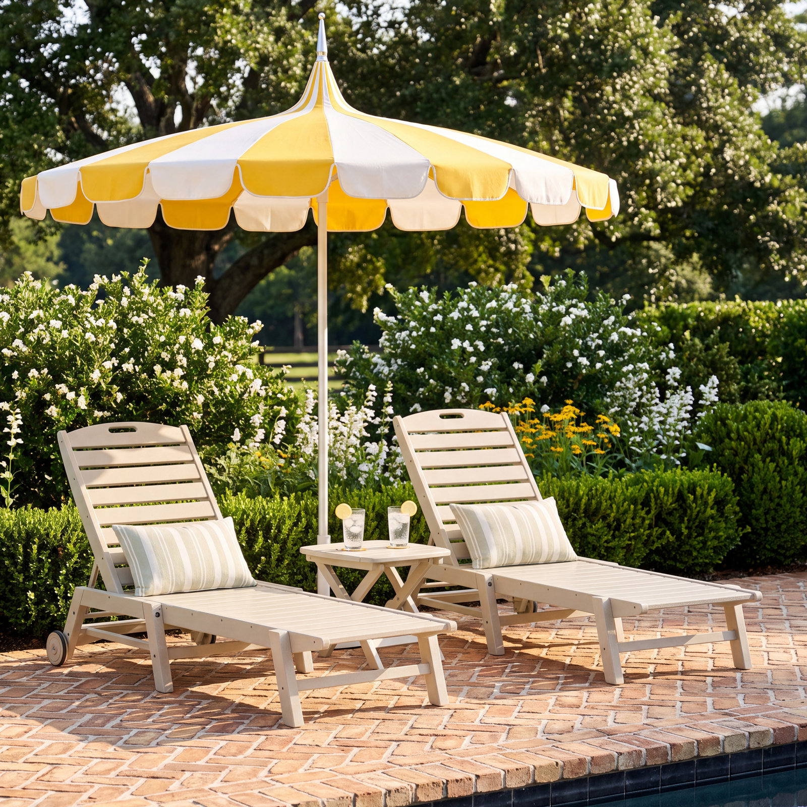 POLYWOOD® Nautical 27" Patio Chaise Lounge Set, Sand