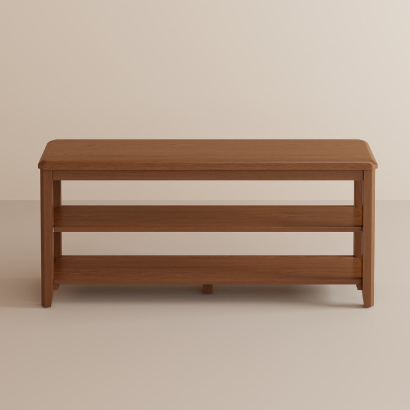 Bancs de rangement en bois massif Aevah, L 47,24 po x P 11,81 po x H 20,47 po, Brun