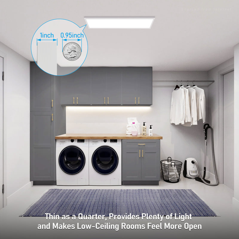 3CCT 1x4FT LED Flat Panel Light, Surface Mount, 120V, 4600LM, Built-in Driver Ceiling Light Fixture, 5%-100% Dimmable, 1x4 ft