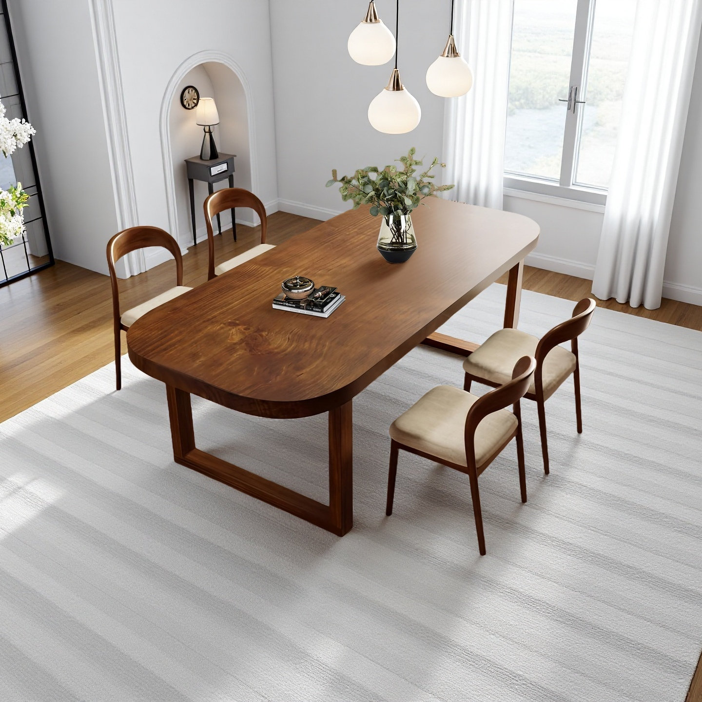 George Oliver Solid wood rectangular dining table and chairs set ...