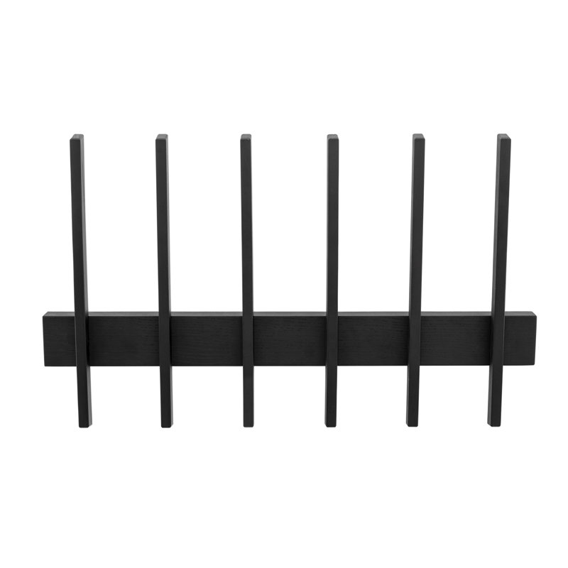 Fin 6 - Hook Wall Mounted Coat Rack, Black