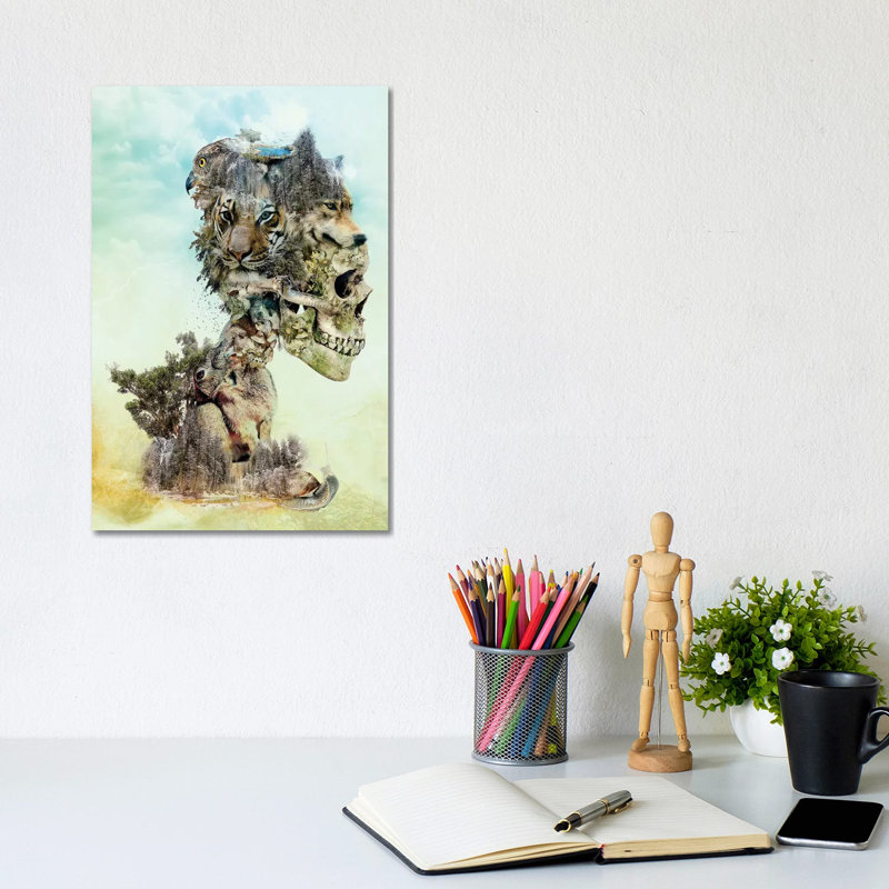 Nature Skull 1 Piece Wrapped Canvas Painting, 20.32 cm H x 30.48 cm W