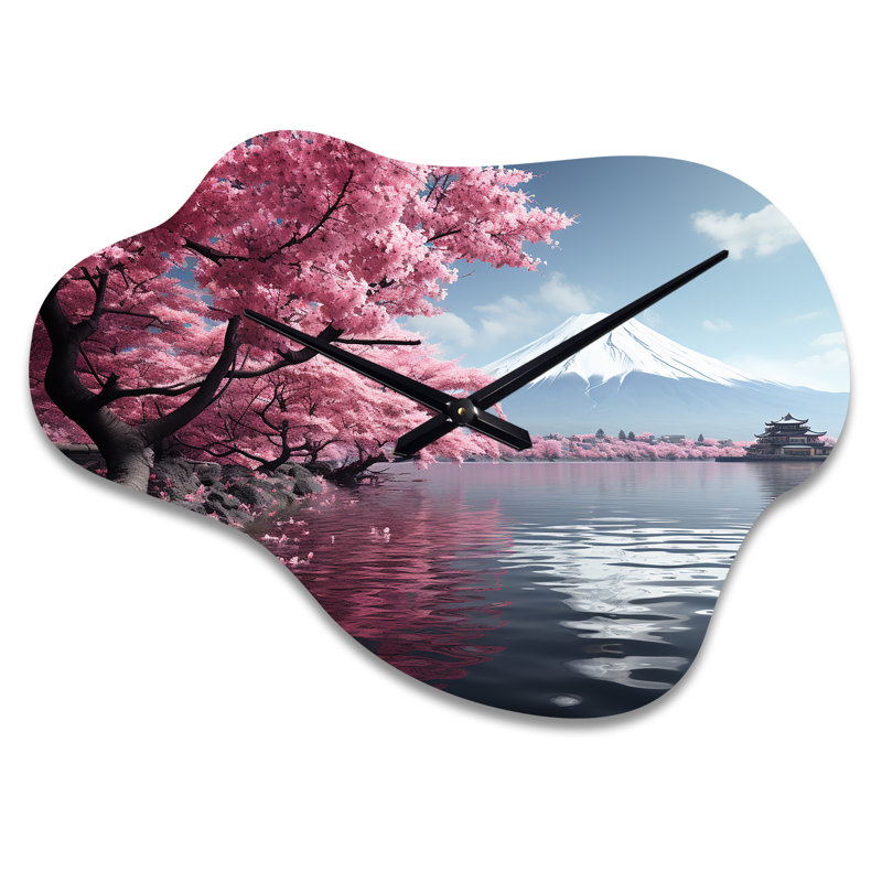 Horloge murale Chikako Japon Art, mont Fuji II, Grand