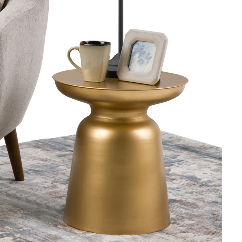 Toby Gold Round Metal Accent Side Table