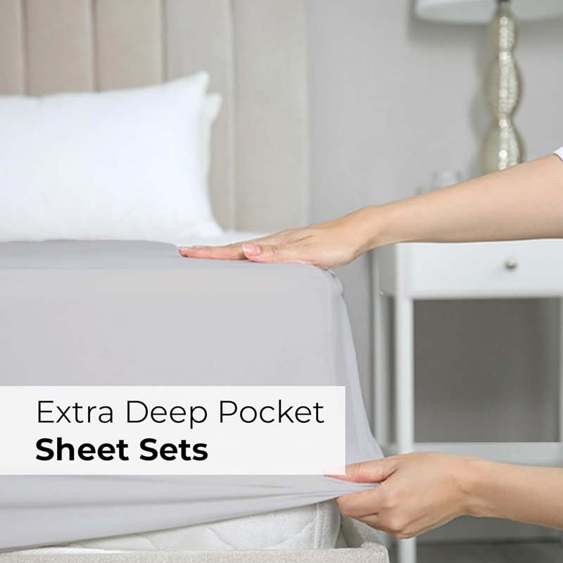 King Light Grey Microfiber Deep Pocket Sheet Set