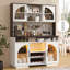 Armoire de garde-manger 71 po avec support à vin, étagère de cuisine avec éclairage à DEL et tablettes réglables, portes en verre arquées 71 po-734242884