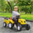 Aosom Ride On Excavator For Kids, Pedal Ride On Tractor With Back Storage Trailer, Shovel, Rake, Horn, For Toddlers 3 Year Old, Yellow