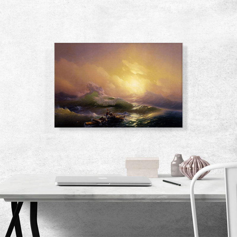 «The Ninth Wave Highlighted Sun 1850» par Ivan Aivazovsky, reproduction d'art sur toile tendue, H 18 po x l 26 po x P 1,5 po
