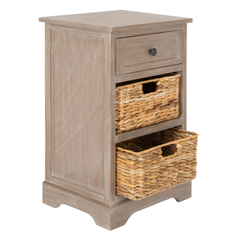 Table de bout à 3 tiroirs avec rangement Painswick, Blanc délavé