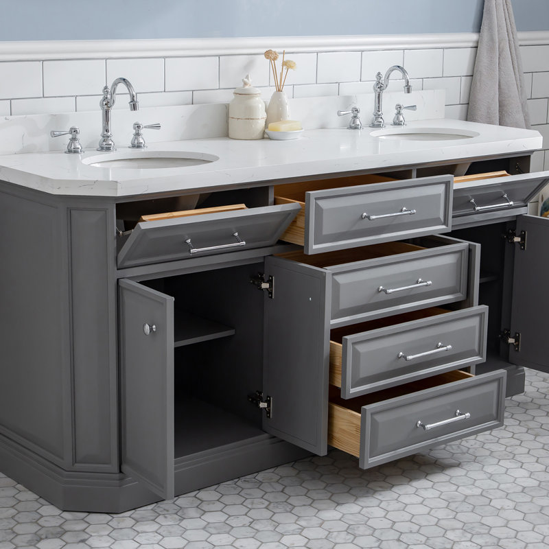 Palace 72'' W Double Vanity, Cashmere Gray, Polished Chrome