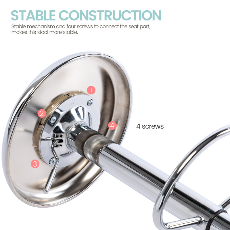 Kikuye Swivel Counter Stool with Metal Frame, Chrome