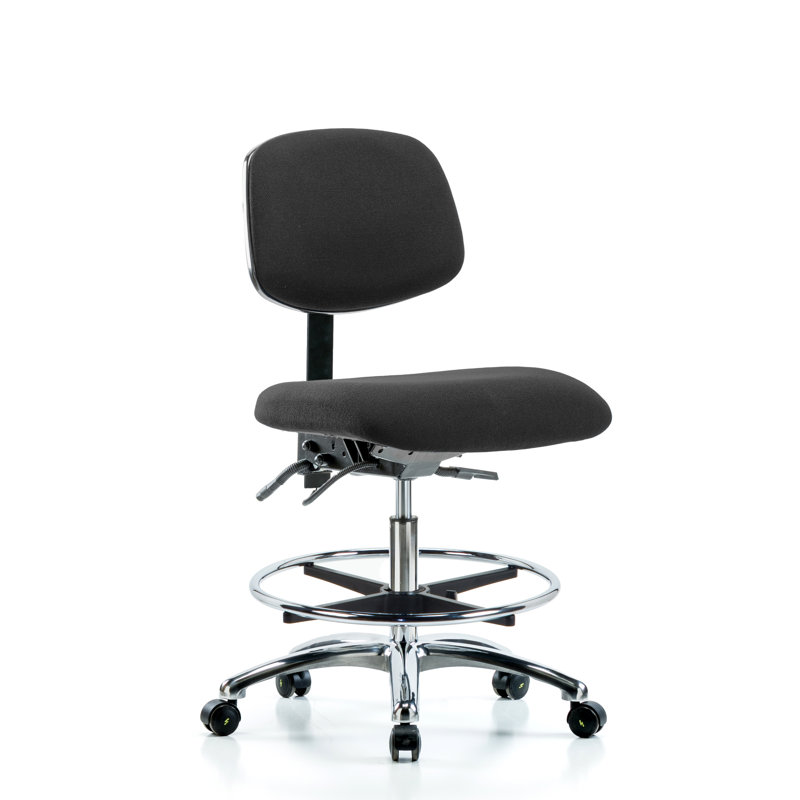 Elodie ESD Fabric Drafting Chair, Black, Casters, Included