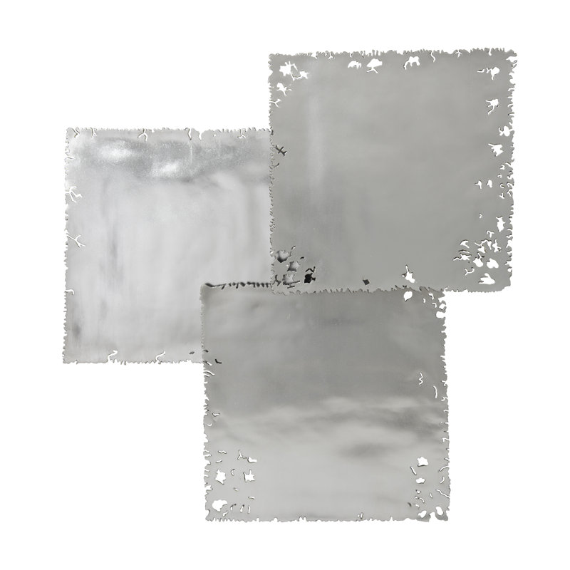 Carrelage mural carré en fonte feuille d'argent 3 pièces