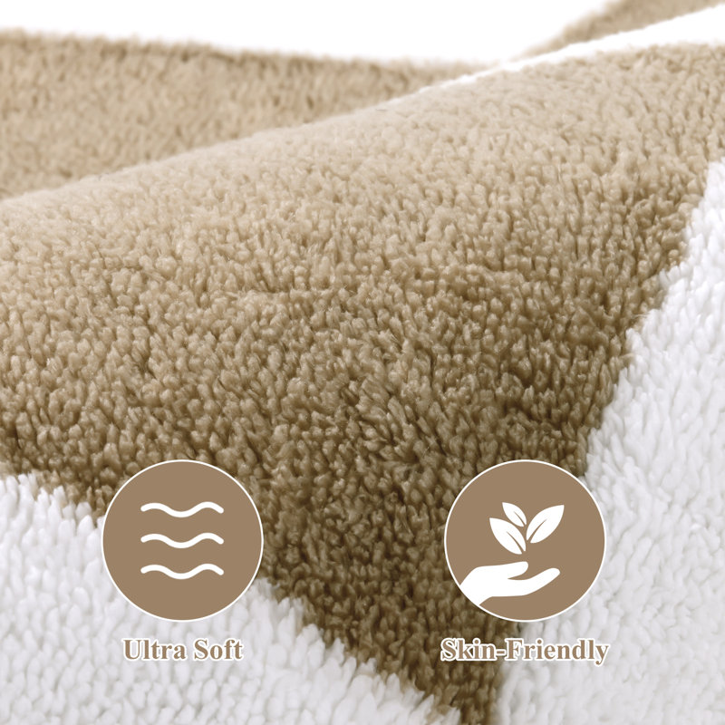 Tapis à carreaux lavable antidérapant Modern, Rectangle 6 pi x 9 pi, Blanc/Brun clair