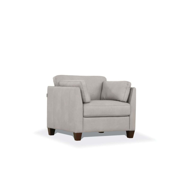 Camire 36" Wide Genuine Leather Armchair, Dusty White Genuine Leather