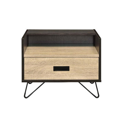 Table de chevet à un tiroir avec compartiment ouvert