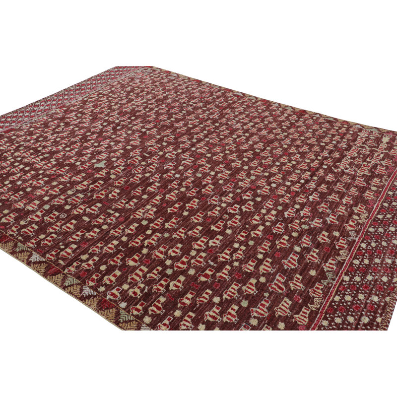 Burano Hand Knotted Wool Geometric Area Rug, Rectangle 5' x 7'