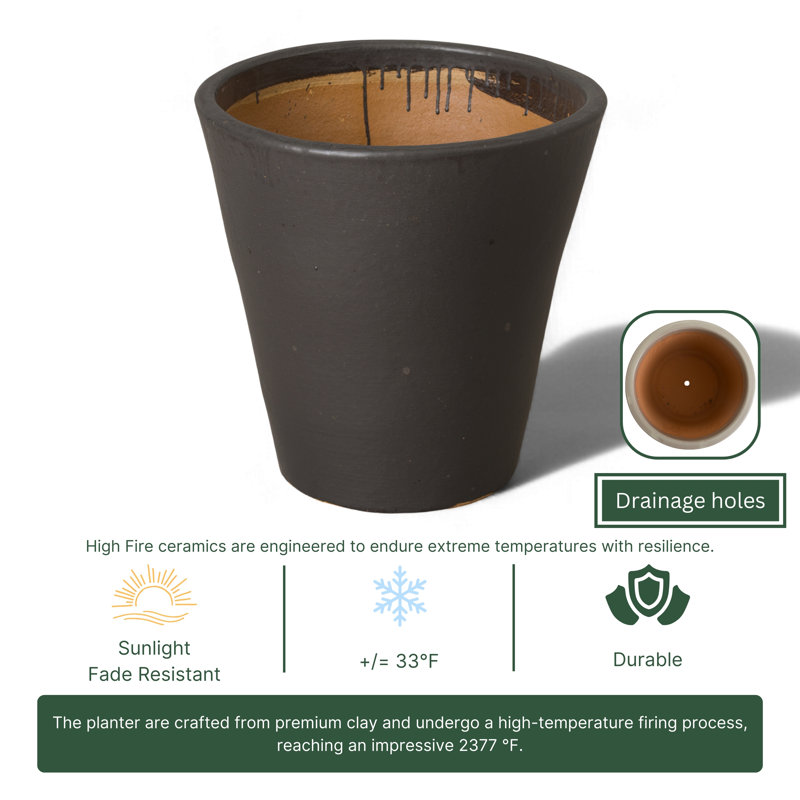 Lowden Handmade Ceramic Planter, 20" H x 20" W x 20" D, Matte Black