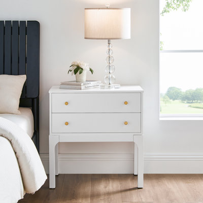 Alonso 2-drawer Modern Nightstand in White