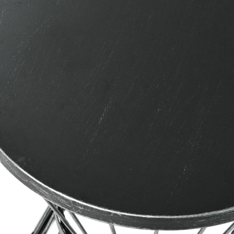 Table de bout simple en fer noir mat simple - pour les boissons d'été et les collations, Noir mat