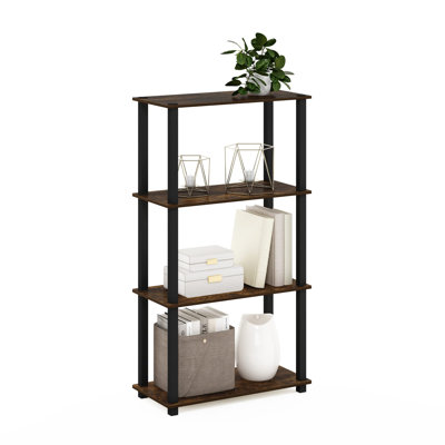 Turn-N-Tube 4-Tier Multipurpose Shelf Display Rack, Square Tube, Americano/Black