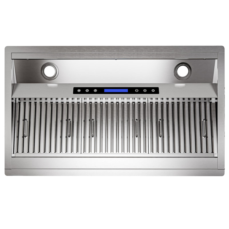 Hotte de cuisine encastrable 36 pouces, 800 pi³ / min, convertible, 4 vitesses, télécommande en acier inoxydable et panneau tactile avec lumières DEL